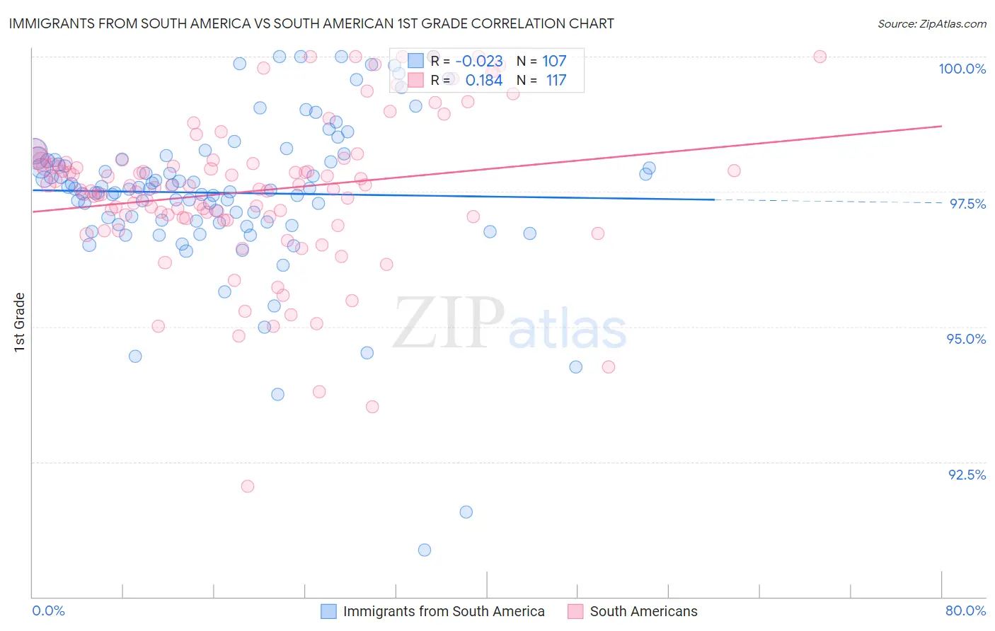 Immigrants from South America vs South American 1st Grade