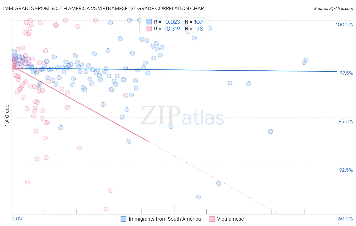 Immigrants from South America vs Vietnamese 1st Grade