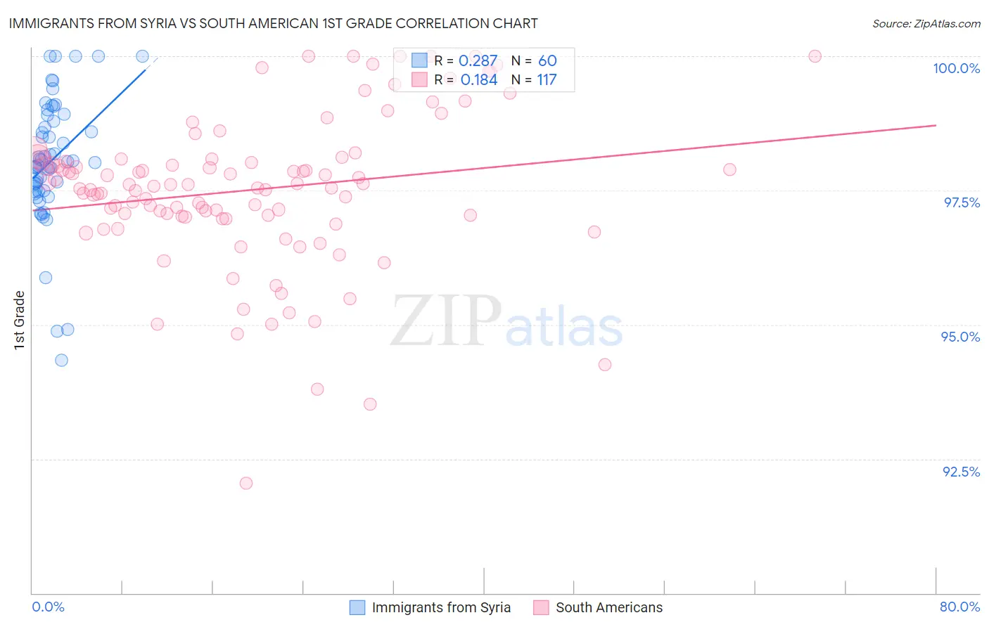 Immigrants from Syria vs South American 1st Grade