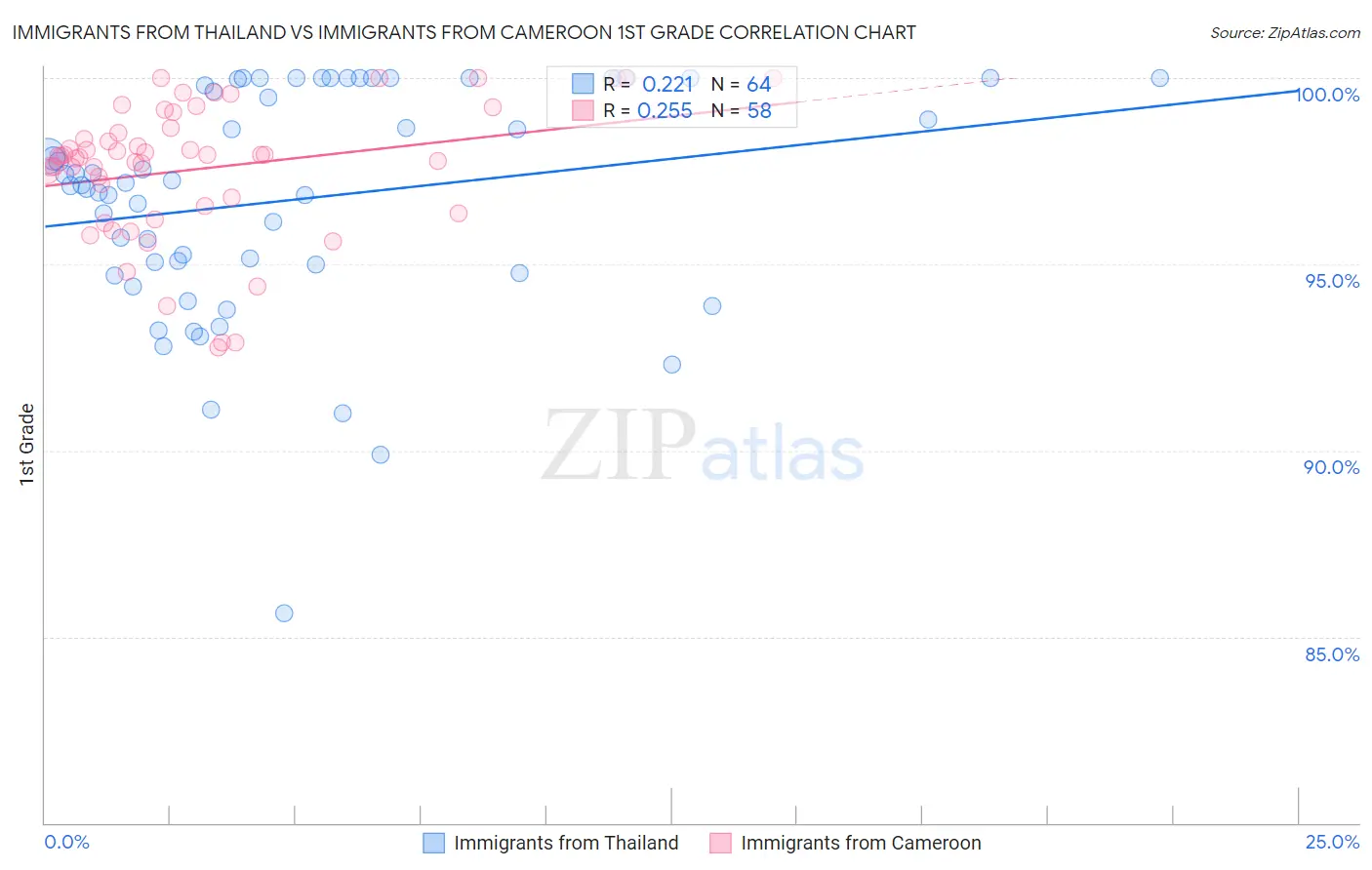 Immigrants from Thailand vs Immigrants from Cameroon 1st Grade