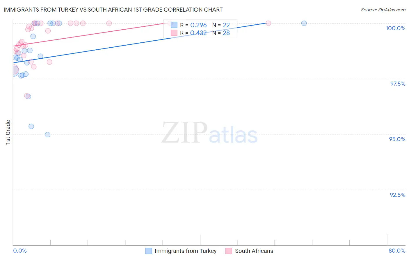 Immigrants from Turkey vs South African 1st Grade