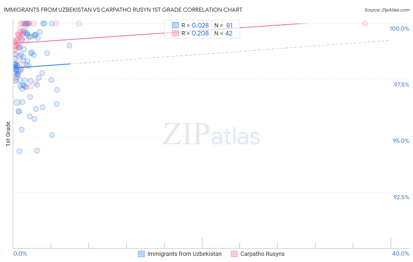 Immigrants from Uzbekistan vs Carpatho Rusyn 1st Grade