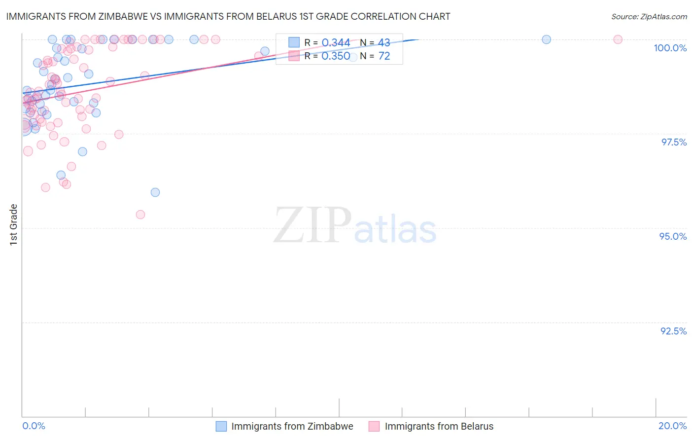 Immigrants from Zimbabwe vs Immigrants from Belarus 1st Grade
