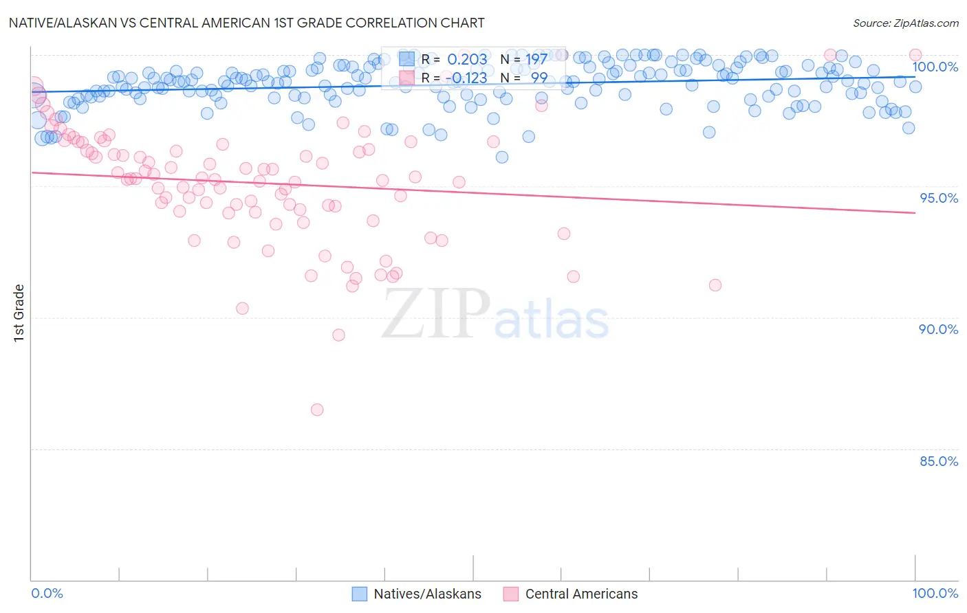 Native/Alaskan vs Central American 1st Grade