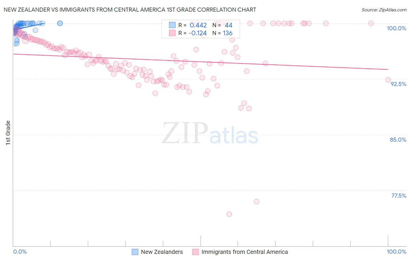 New Zealander vs Immigrants from Central America 1st Grade