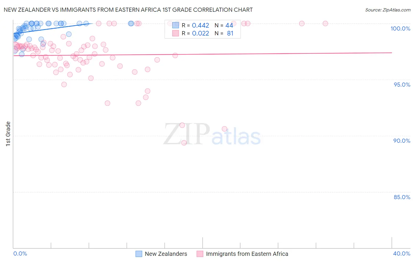 New Zealander vs Immigrants from Eastern Africa 1st Grade
