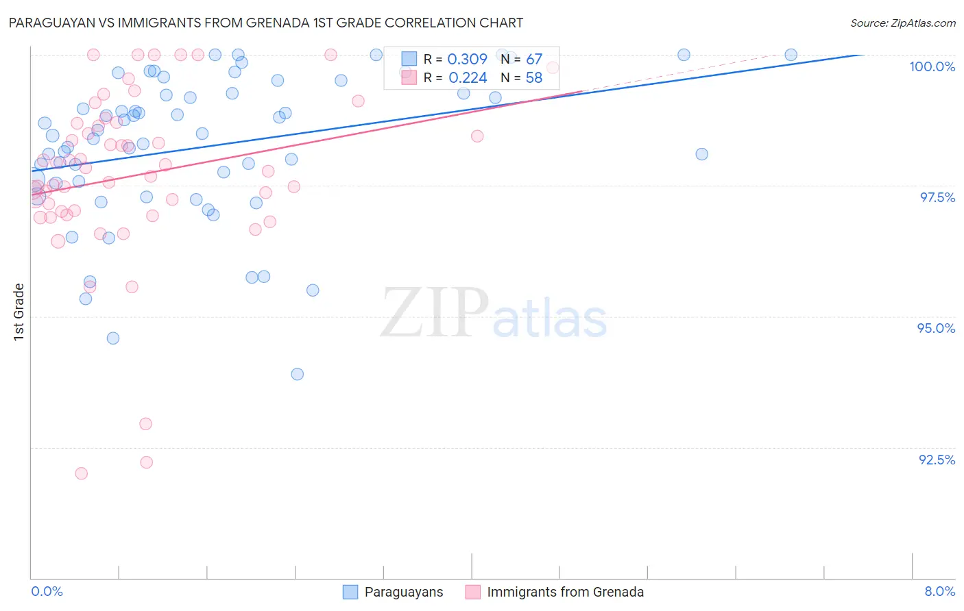 Paraguayan vs Immigrants from Grenada 1st Grade