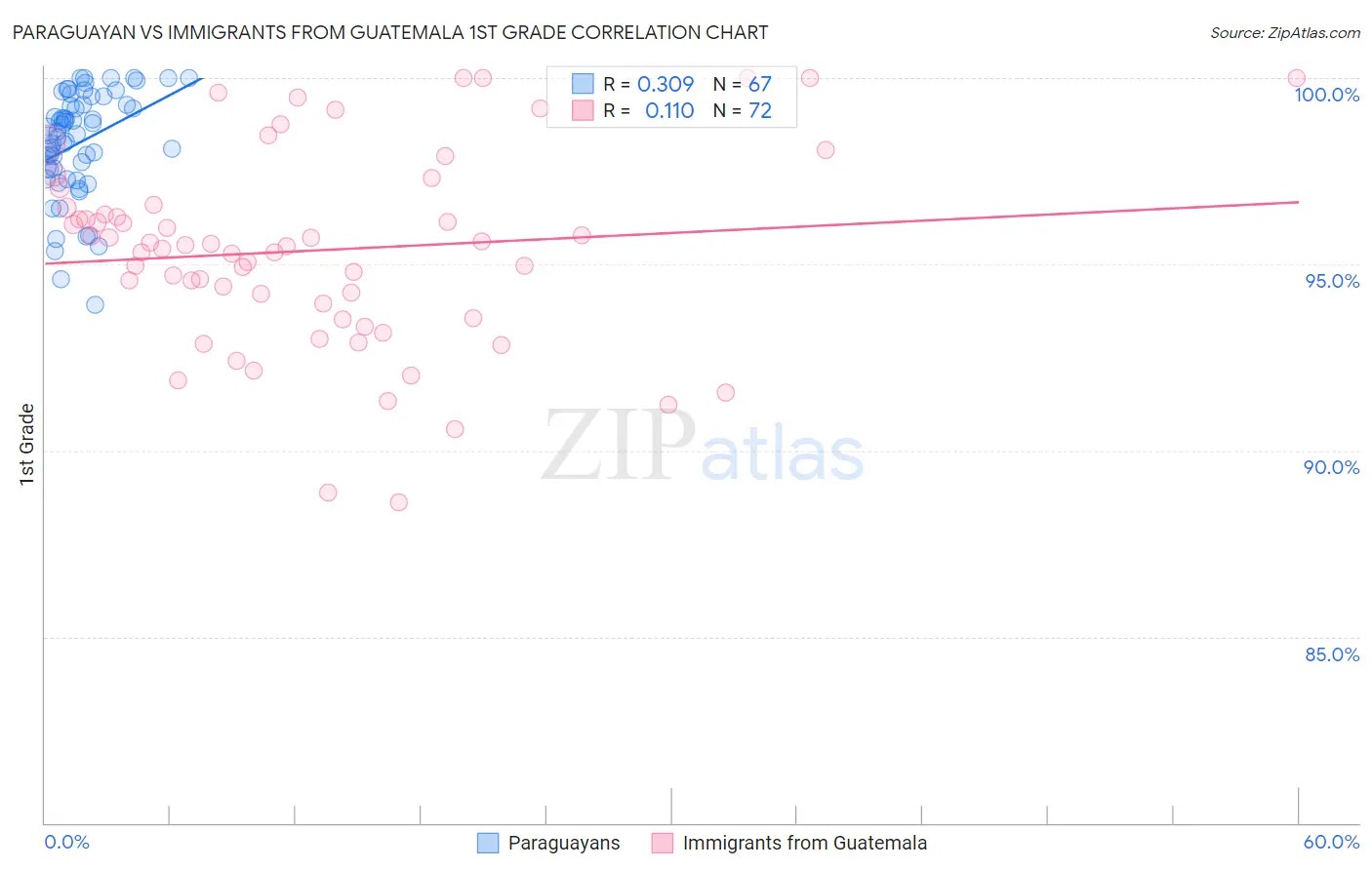Paraguayan vs Immigrants from Guatemala 1st Grade