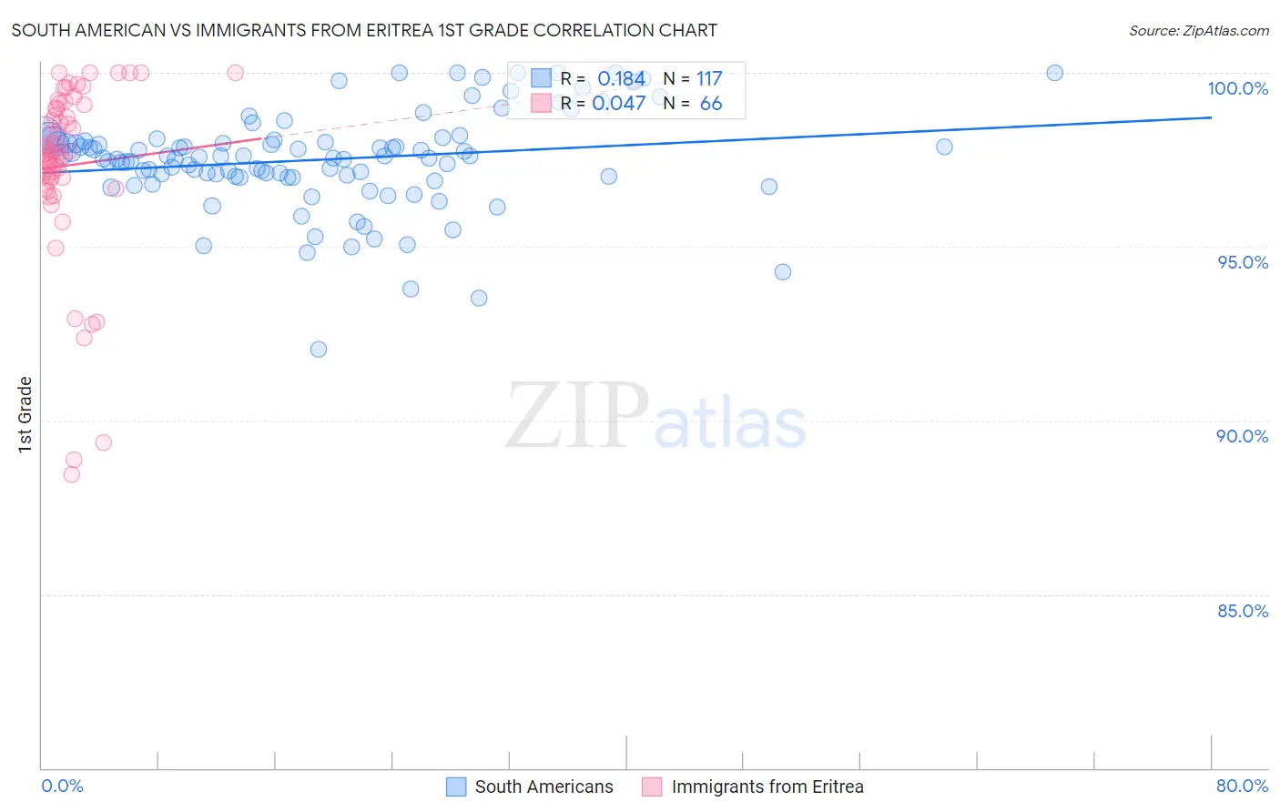 South American vs Immigrants from Eritrea 1st Grade