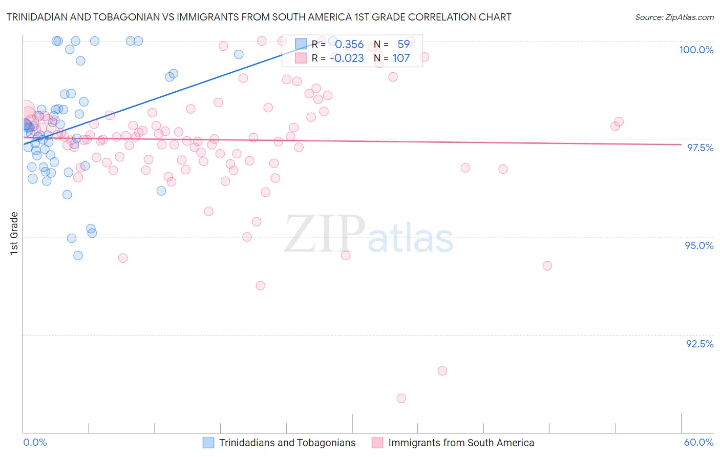 Trinidadian and Tobagonian vs Immigrants from South America 1st Grade