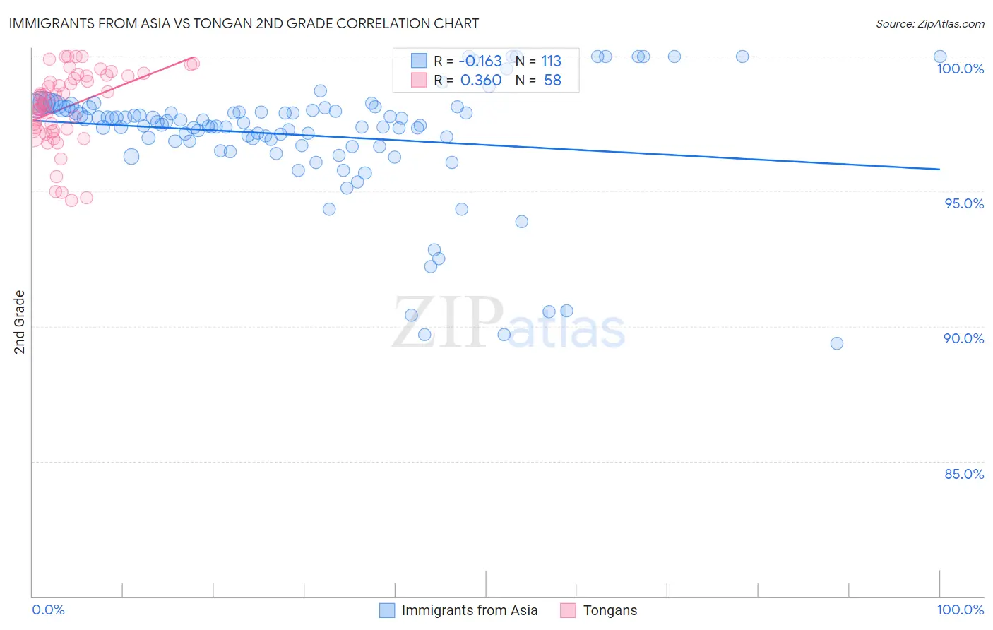 Immigrants from Asia vs Tongan 2nd Grade