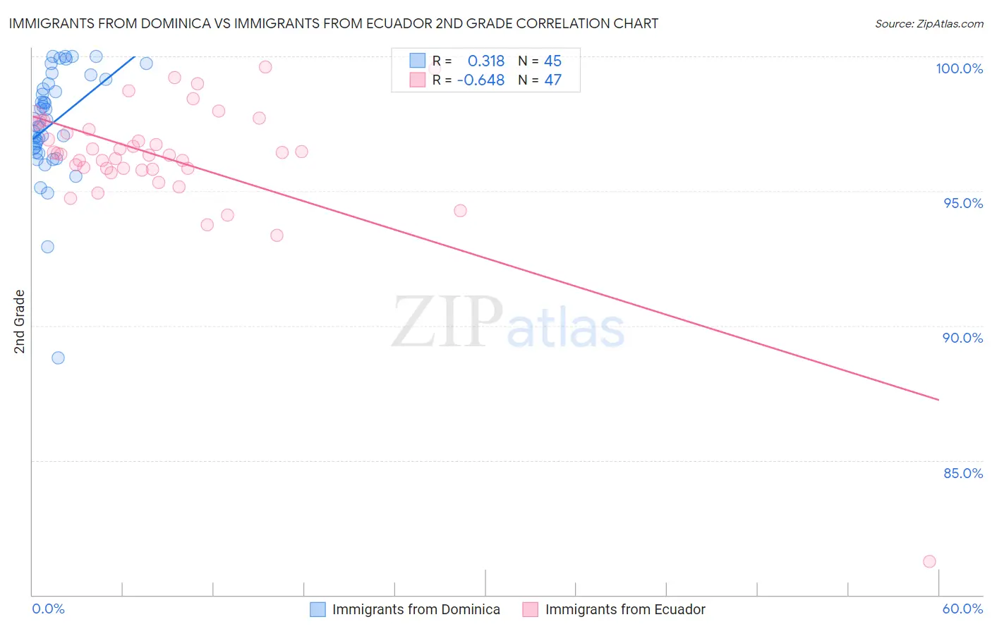 Immigrants from Dominica vs Immigrants from Ecuador 2nd Grade