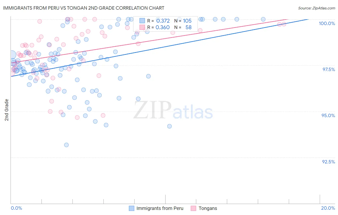 Immigrants from Peru vs Tongan 2nd Grade