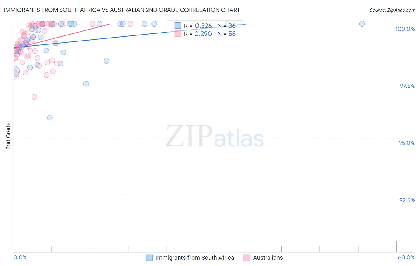 Immigrants from South Africa vs Australian 2nd Grade