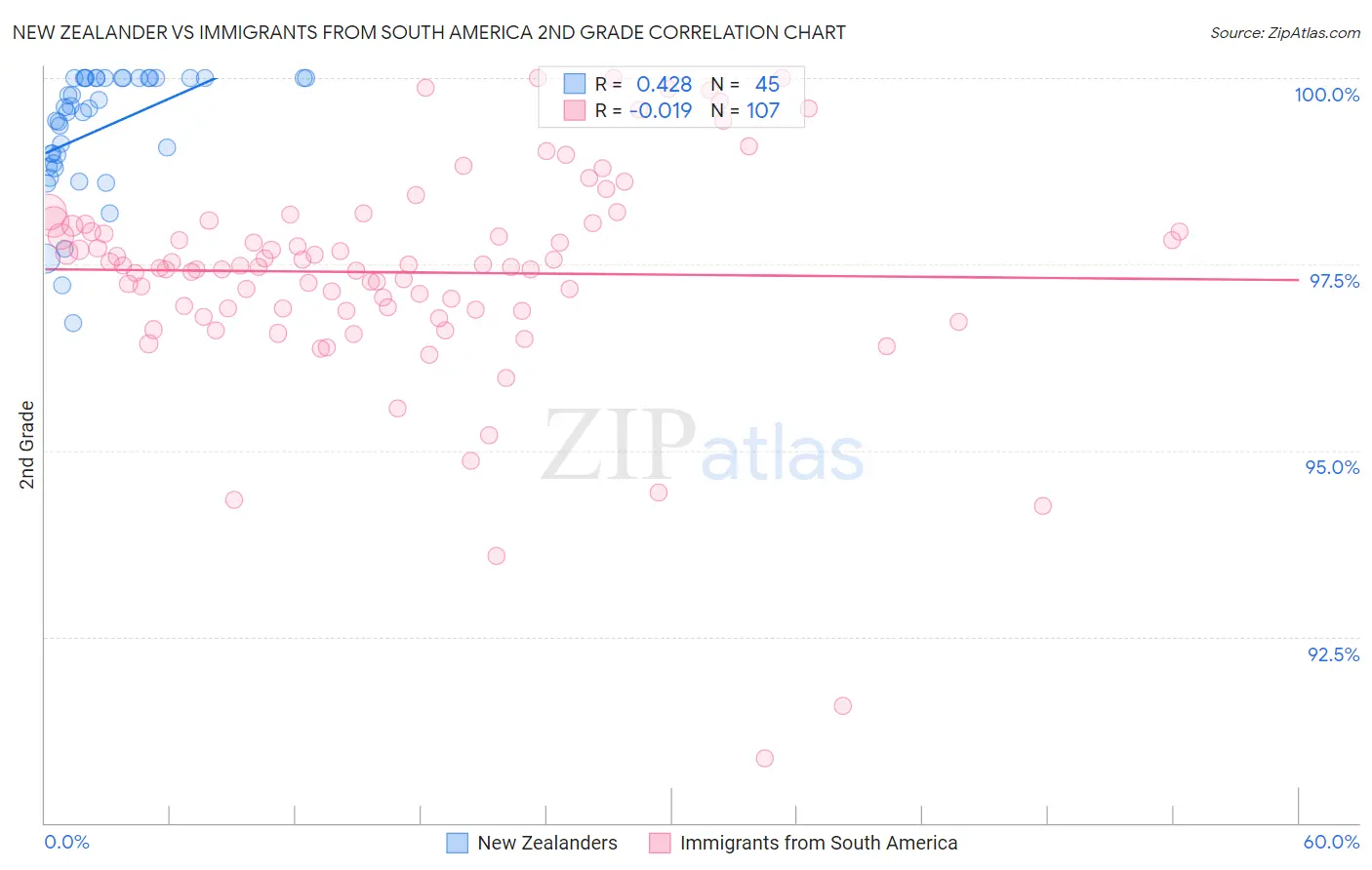 New Zealander vs Immigrants from South America 2nd Grade