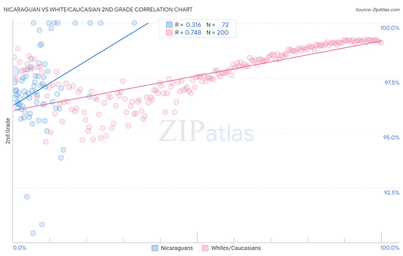 Nicaraguan vs White/Caucasian 2nd Grade