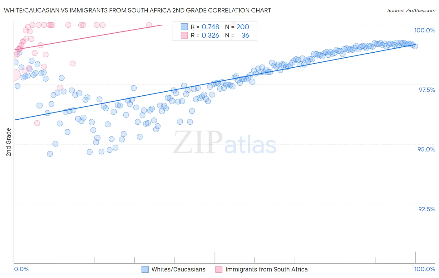White/Caucasian vs Immigrants from South Africa 2nd Grade