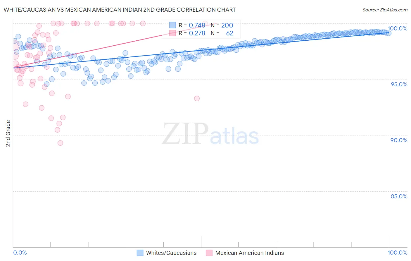 White/Caucasian vs Mexican American Indian 2nd Grade