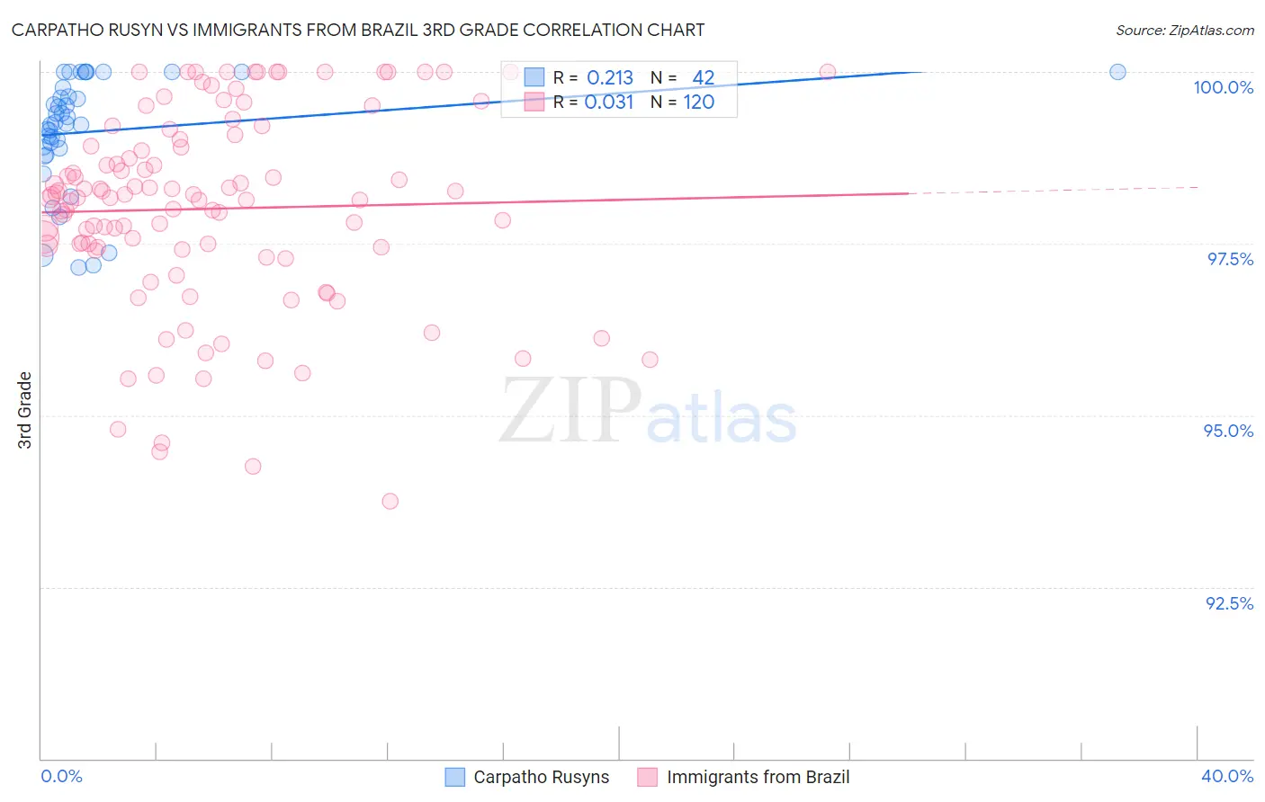 Carpatho Rusyn vs Immigrants from Brazil 3rd Grade