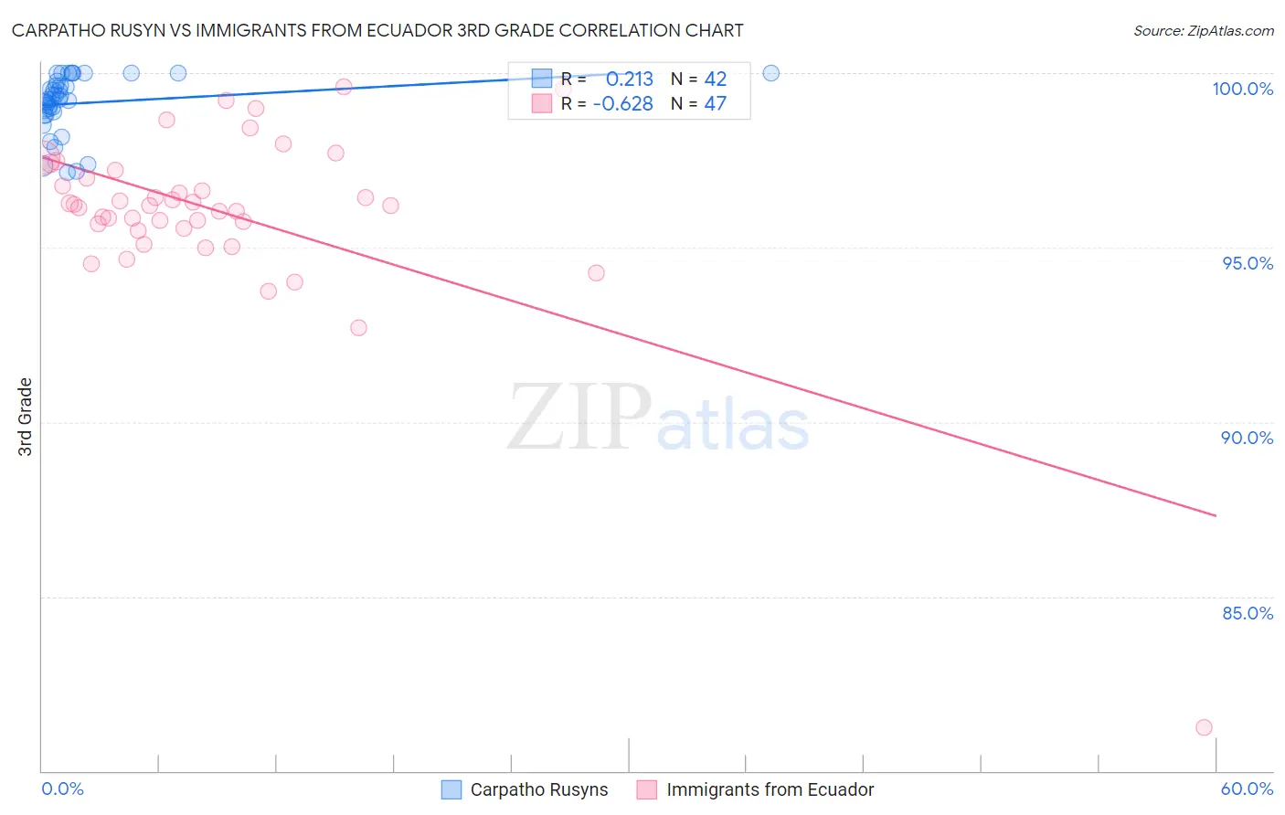 Carpatho Rusyn vs Immigrants from Ecuador 3rd Grade