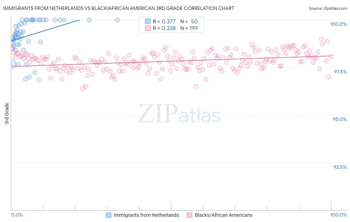 Immigrants from Netherlands vs Black/African American 3rd Grade