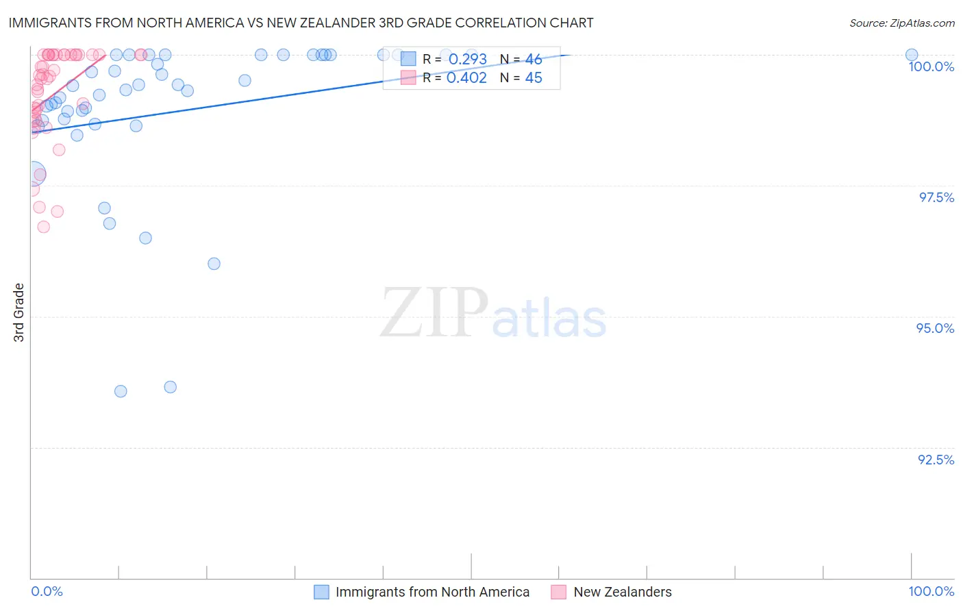 Immigrants from North America vs New Zealander 3rd Grade