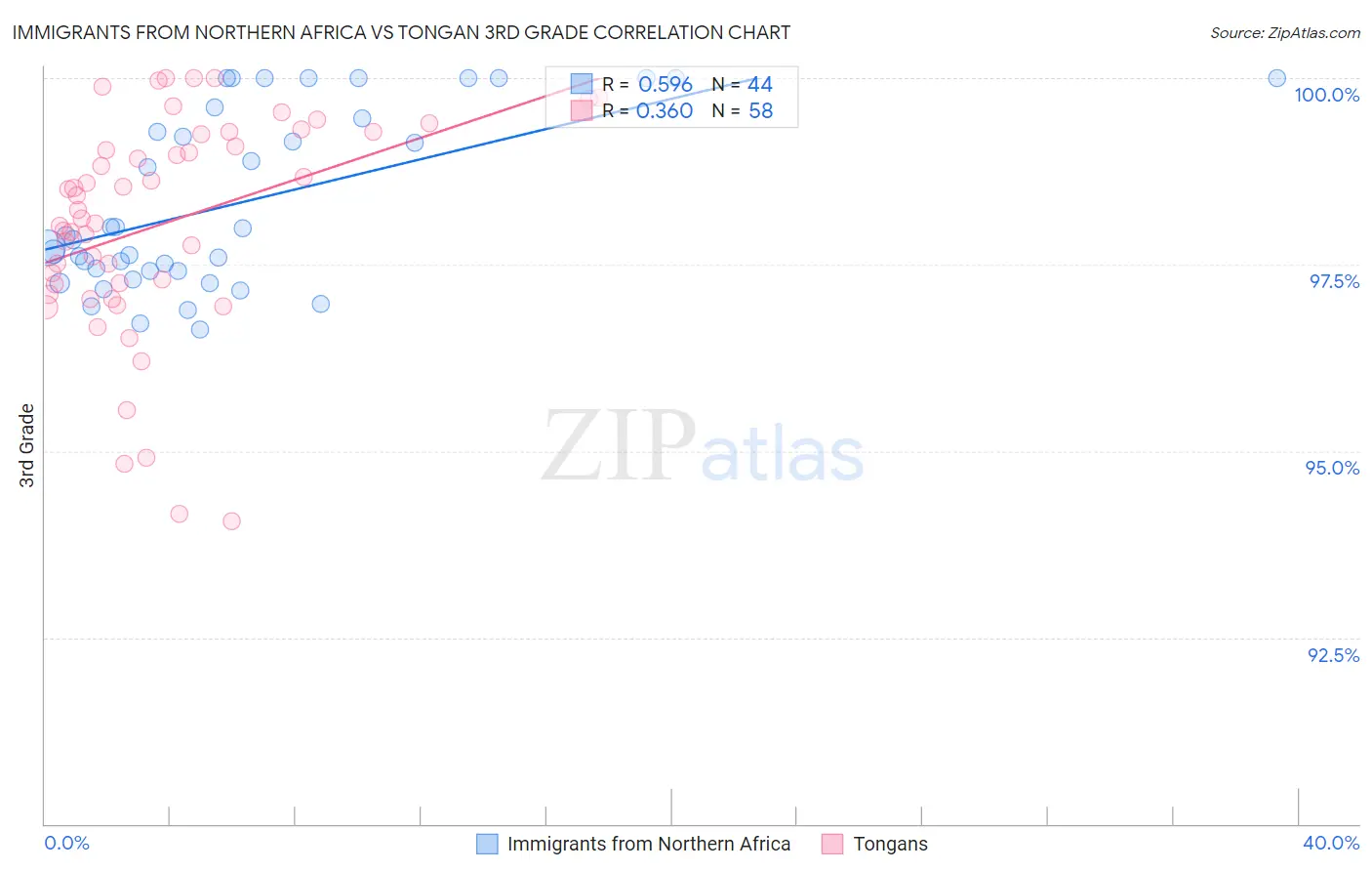 Immigrants from Northern Africa vs Tongan 3rd Grade