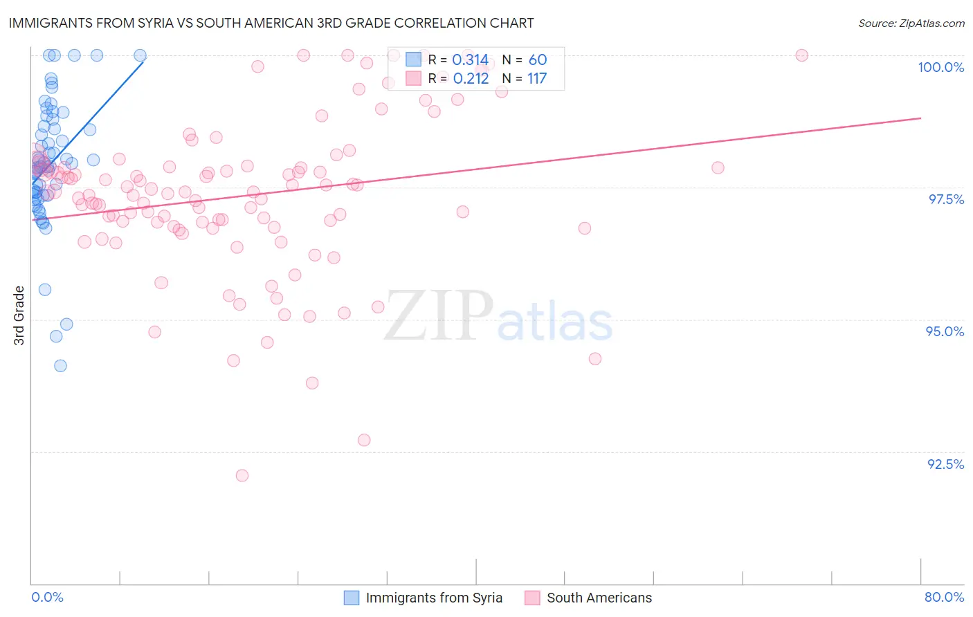 Immigrants from Syria vs South American 3rd Grade