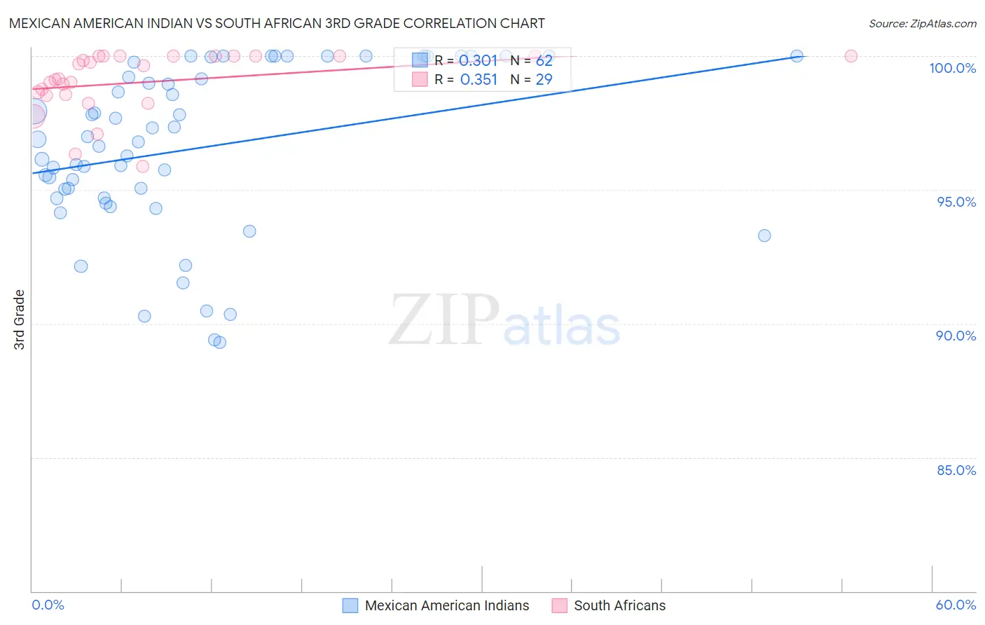 Mexican American Indian vs South African 3rd Grade