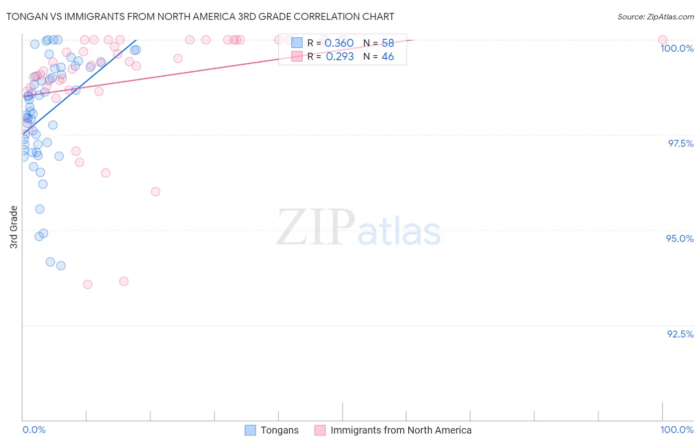 Tongan vs Immigrants from North America 3rd Grade