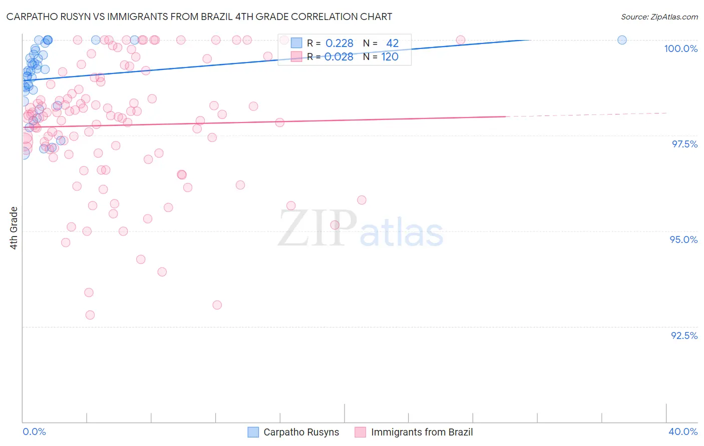 Carpatho Rusyn vs Immigrants from Brazil 4th Grade