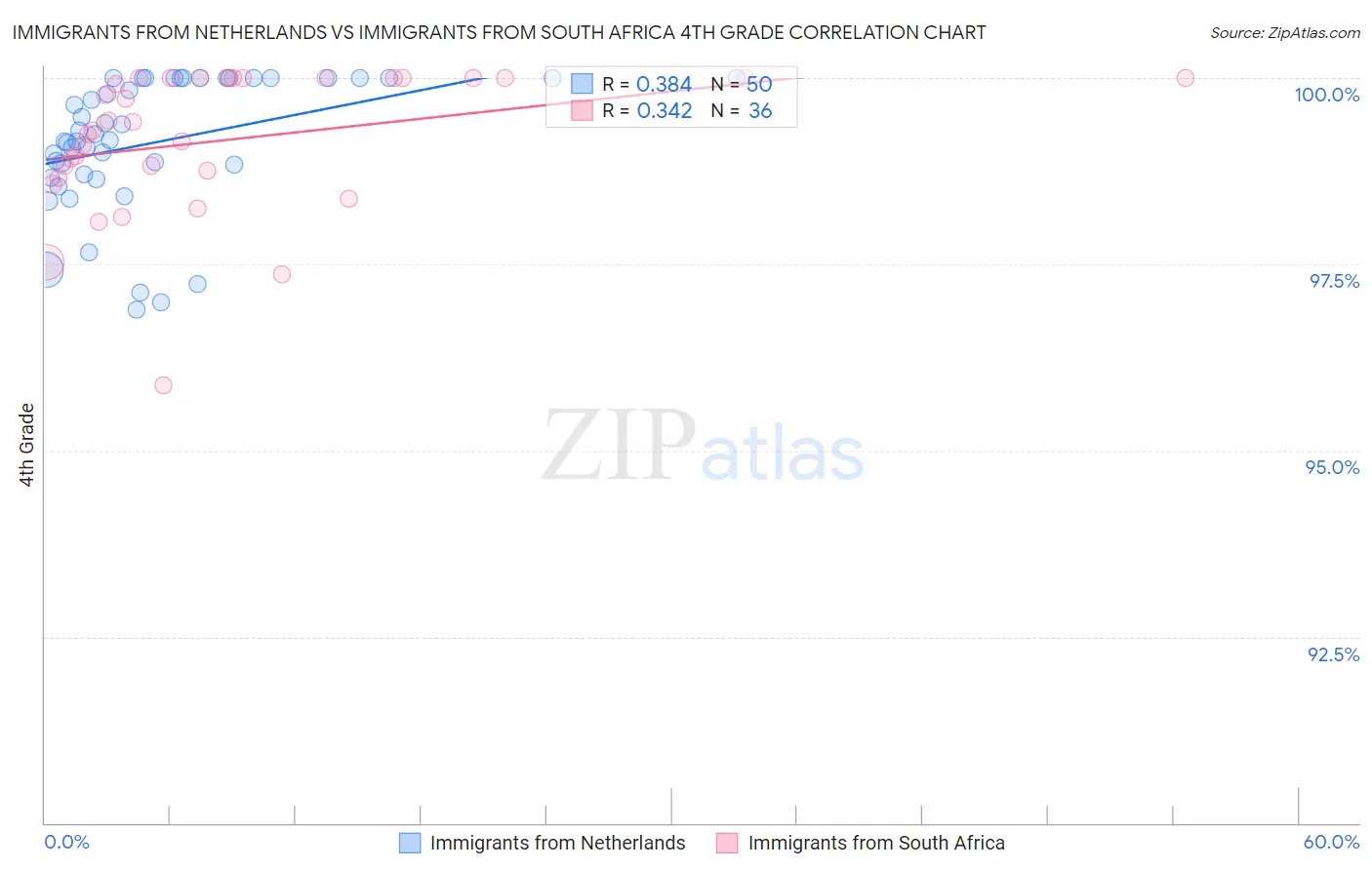 Immigrants from Netherlands vs Immigrants from South Africa 4th Grade