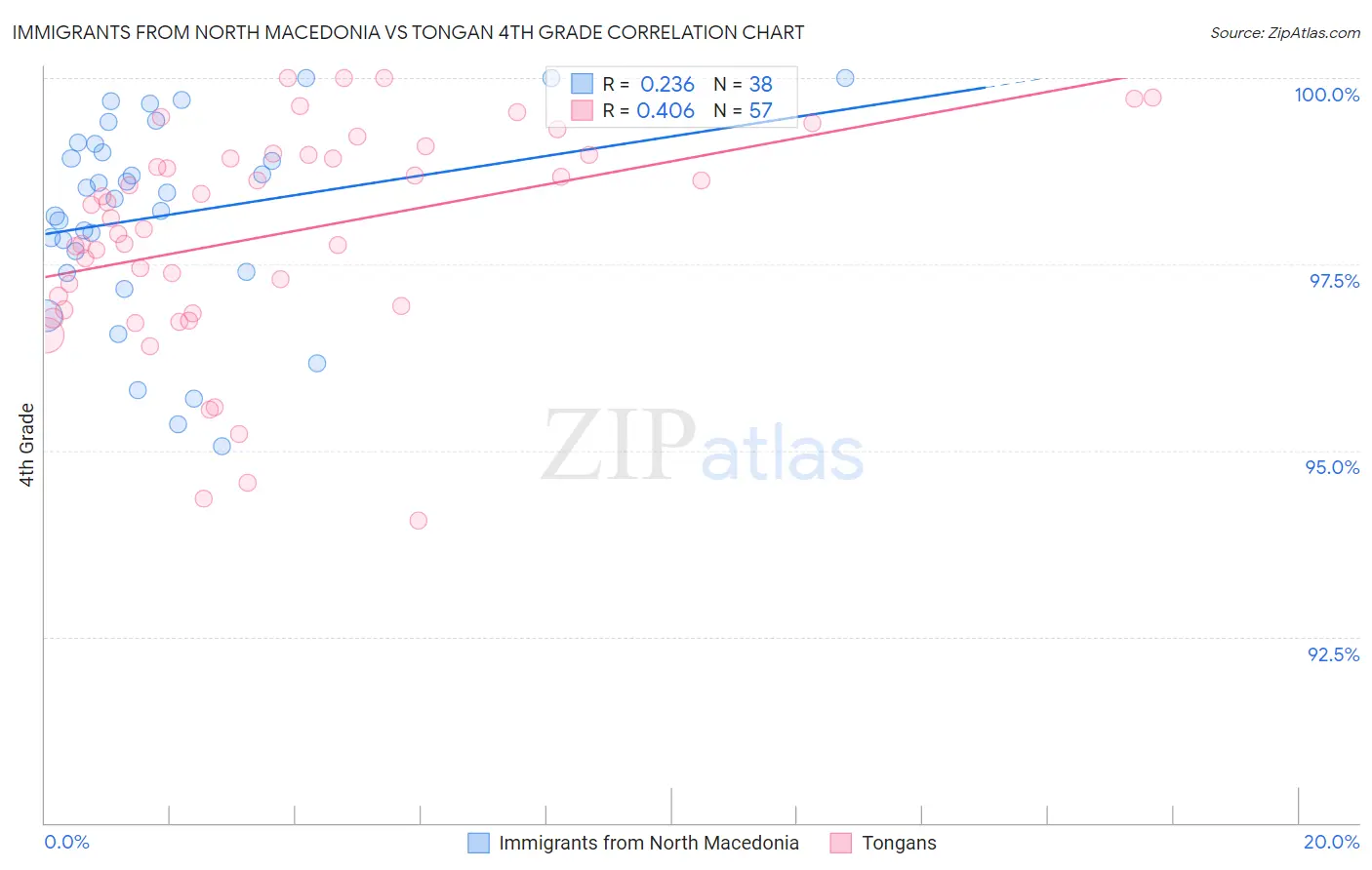 Immigrants from North Macedonia vs Tongan 4th Grade