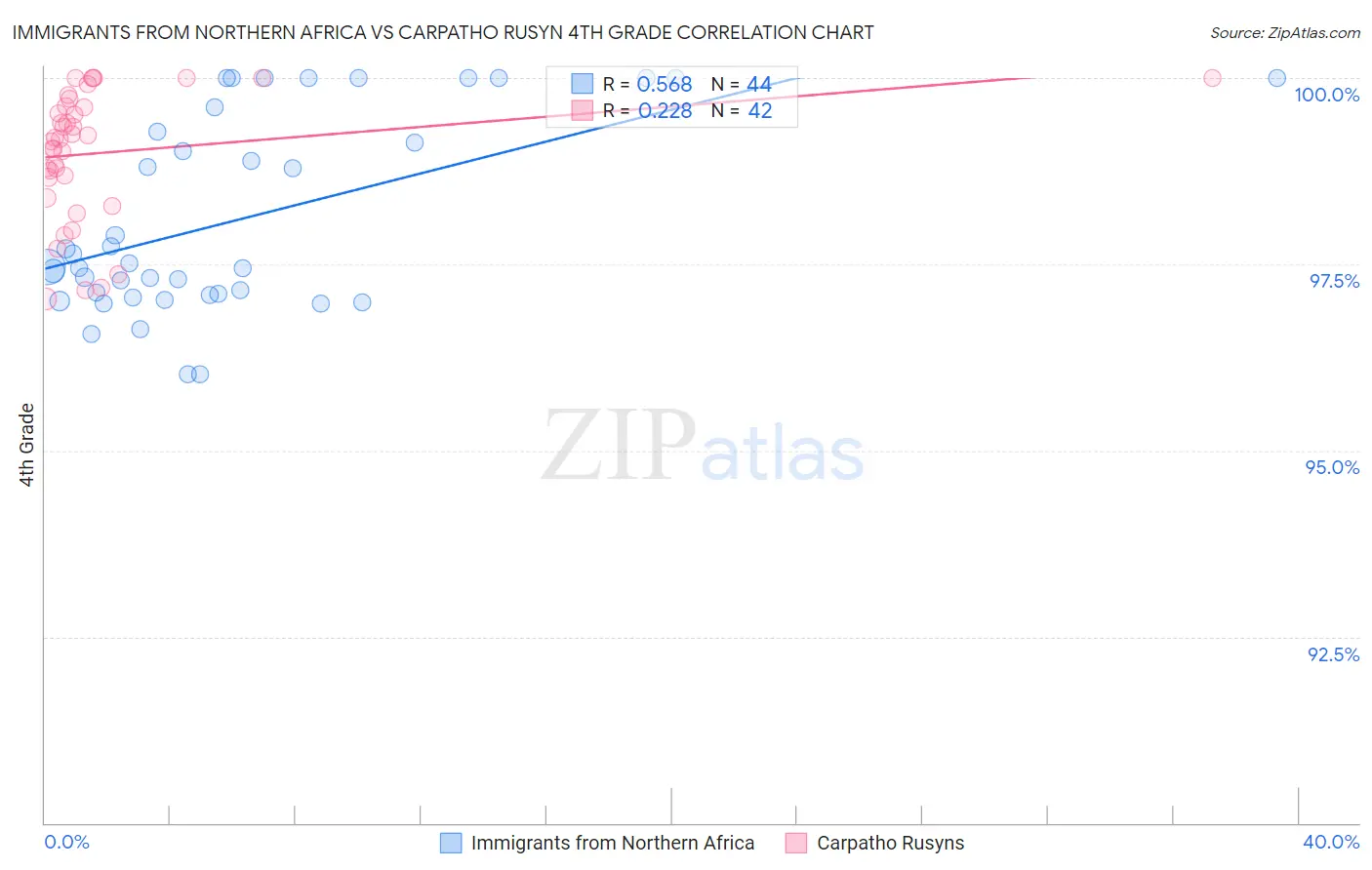 Immigrants from Northern Africa vs Carpatho Rusyn 4th Grade