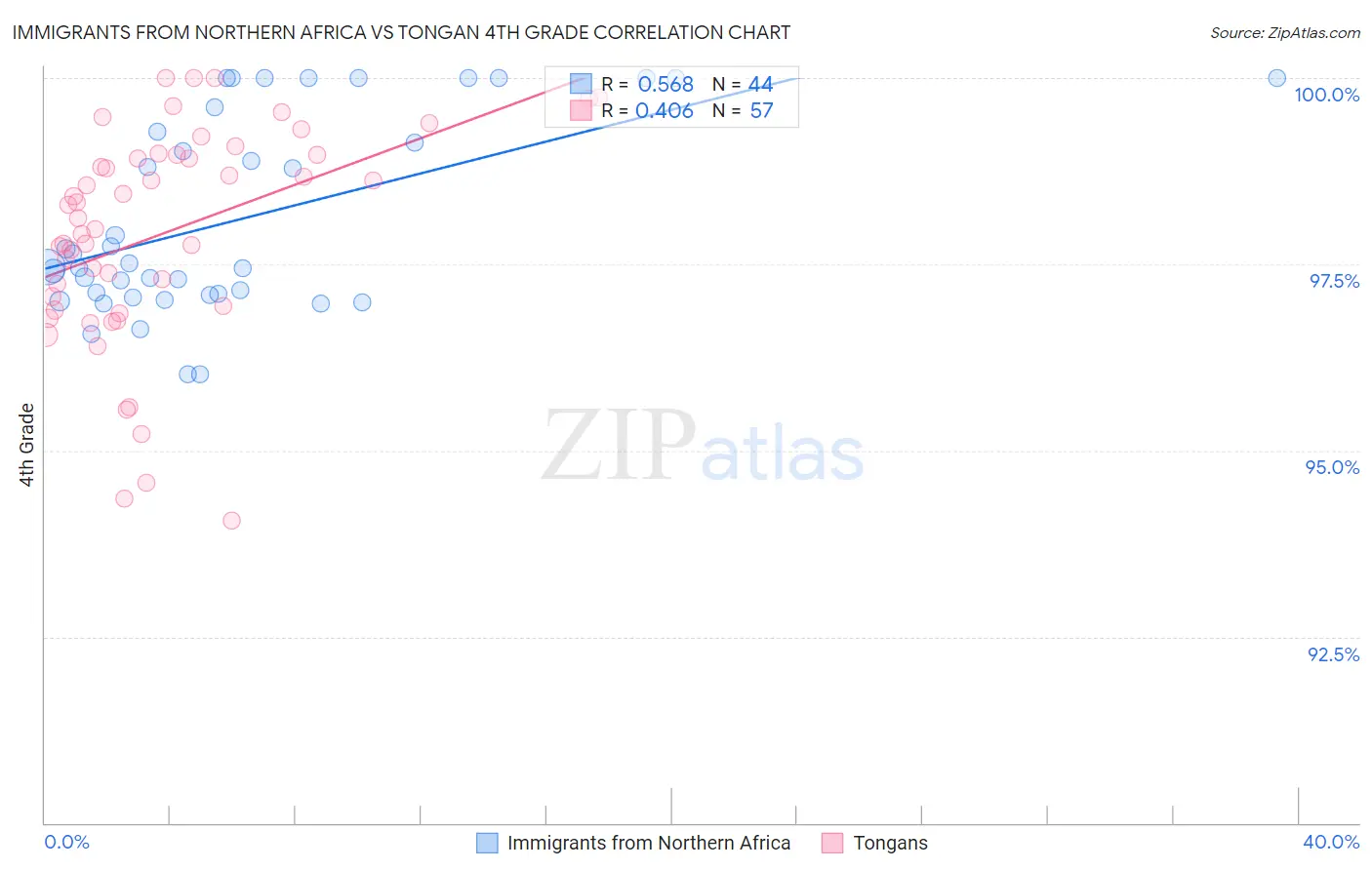 Immigrants from Northern Africa vs Tongan 4th Grade