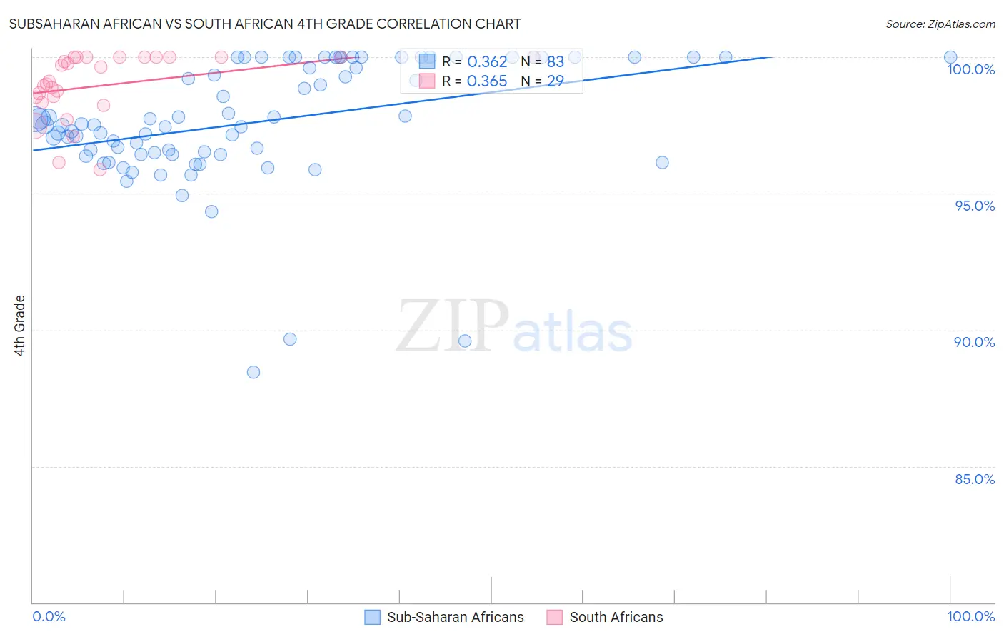 Subsaharan African vs South African 4th Grade