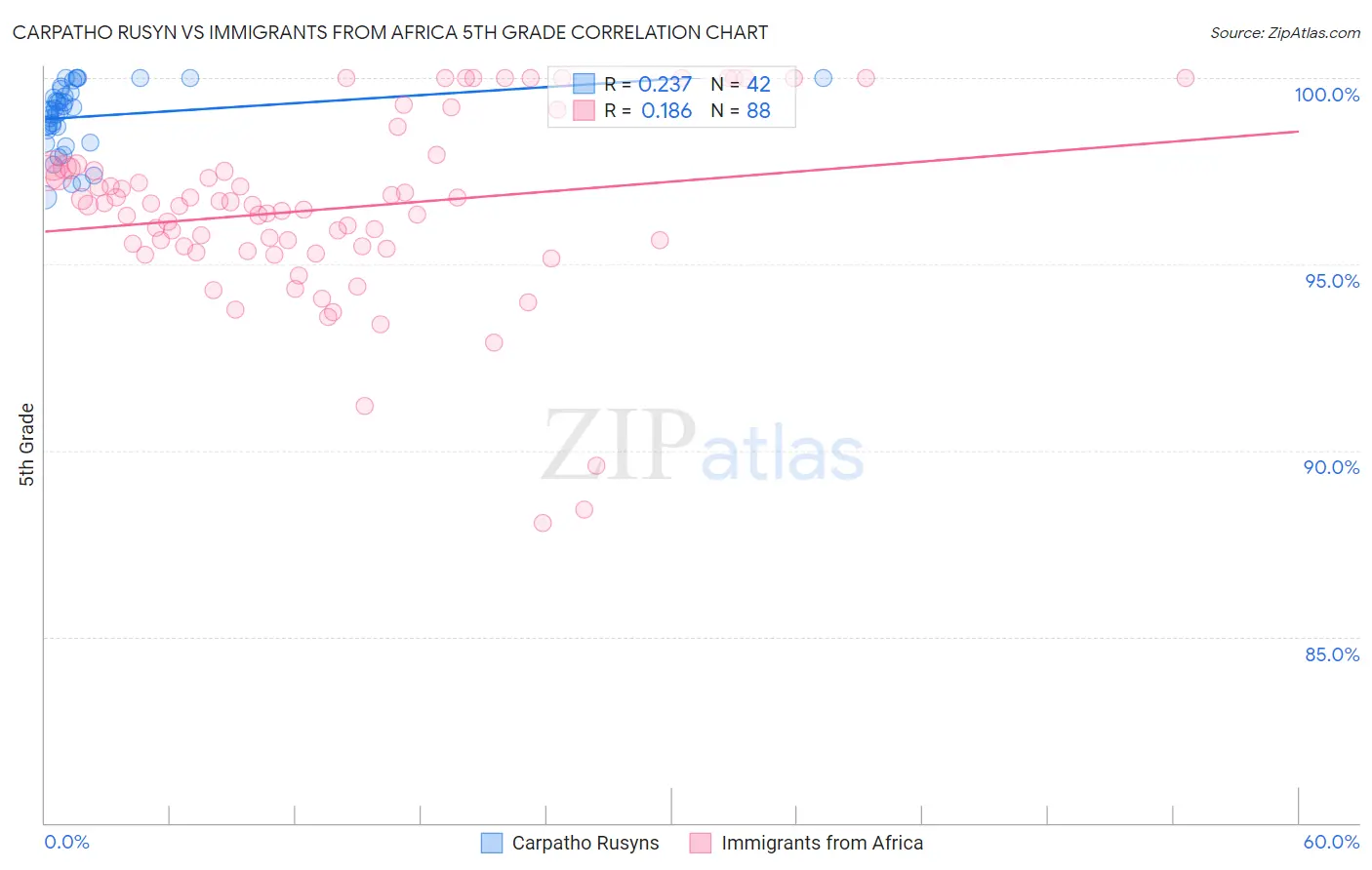 Carpatho Rusyn vs Immigrants from Africa 5th Grade