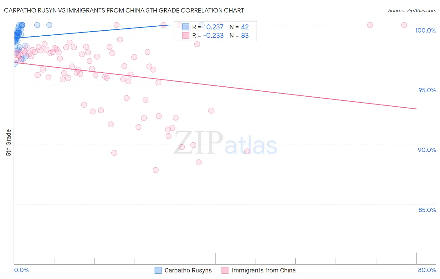 Carpatho Rusyn vs Immigrants from China 5th Grade