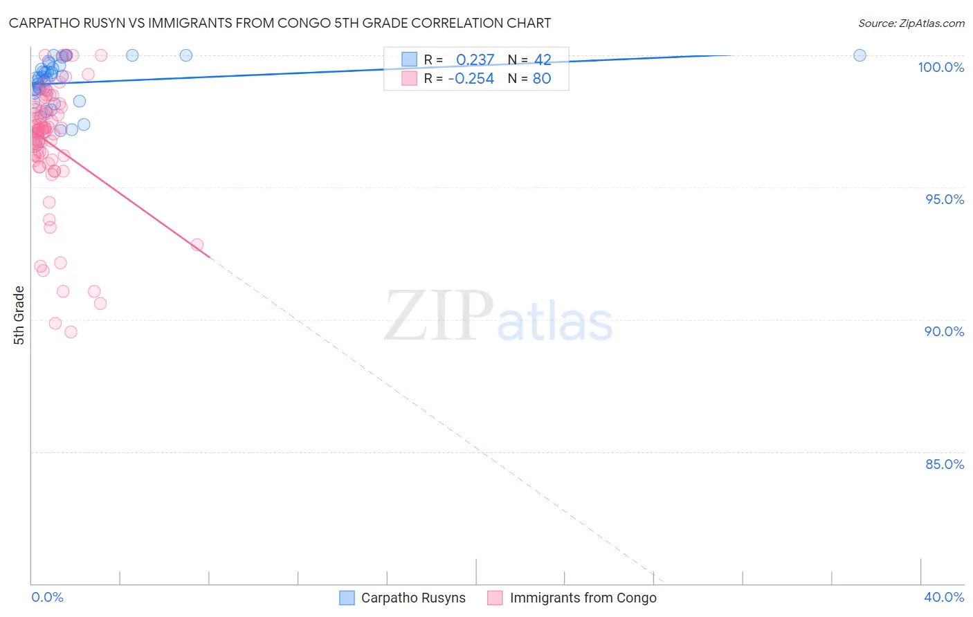 Carpatho Rusyn vs Immigrants from Congo 5th Grade