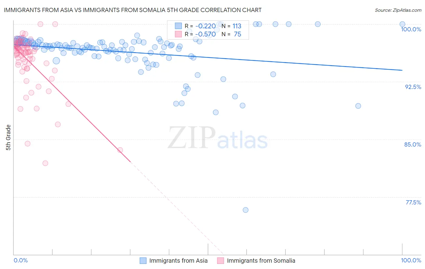 Immigrants from Asia vs Immigrants from Somalia 5th Grade