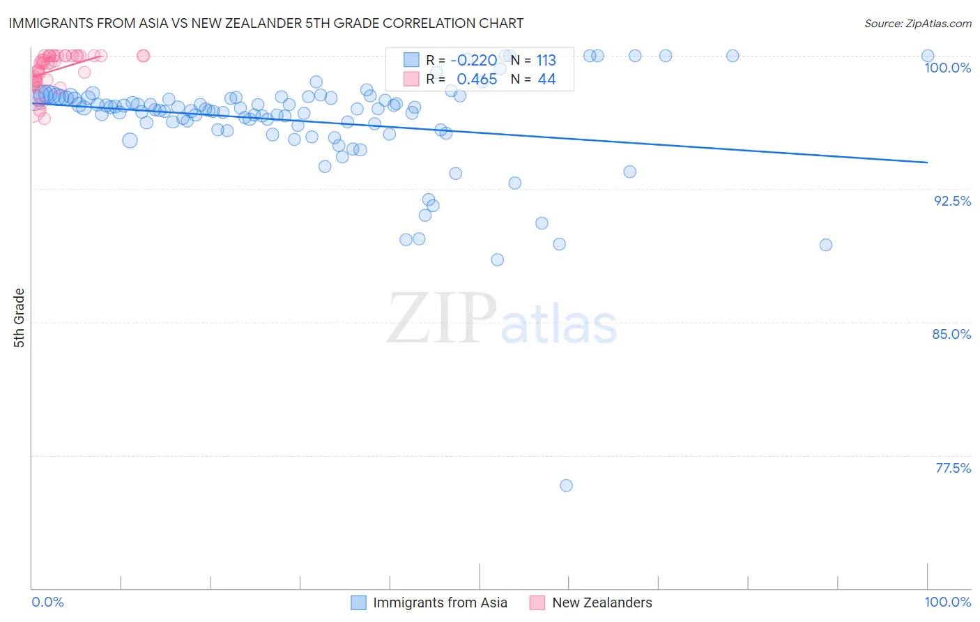 Immigrants from Asia vs New Zealander 5th Grade