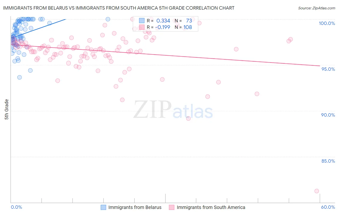 Immigrants from Belarus vs Immigrants from South America 5th Grade