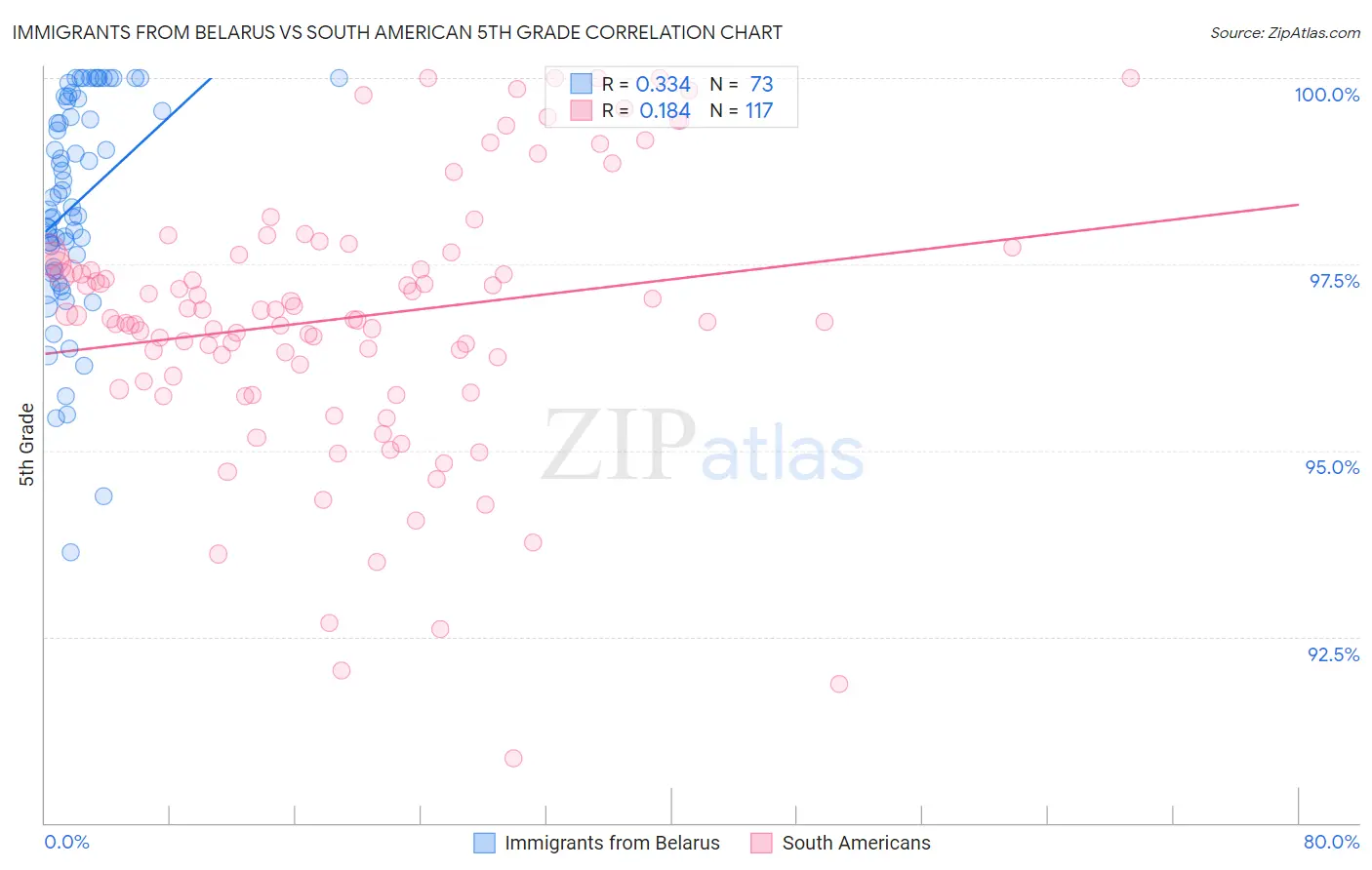 Immigrants from Belarus vs South American 5th Grade