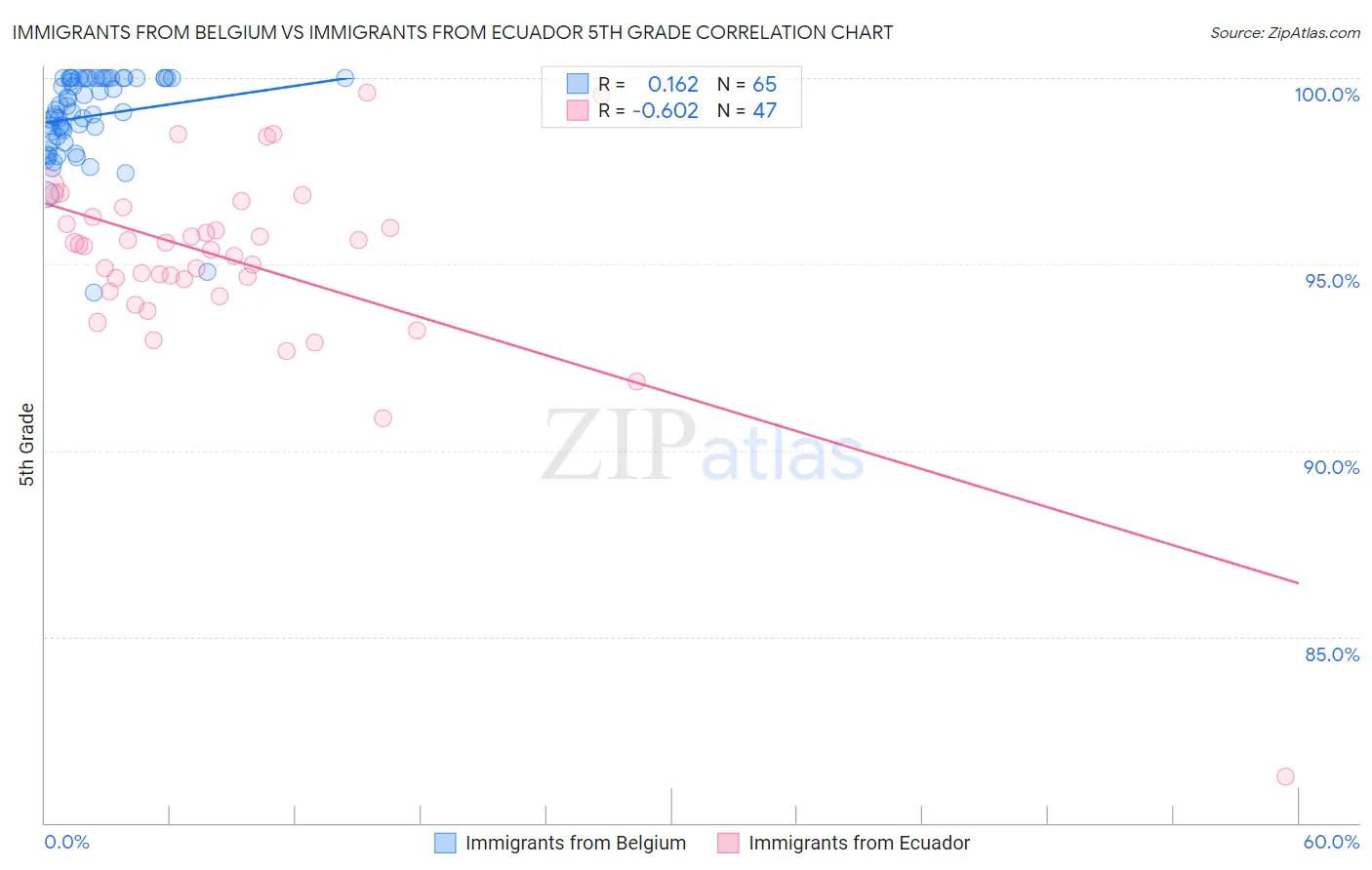 Immigrants from Belgium vs Immigrants from Ecuador 5th Grade