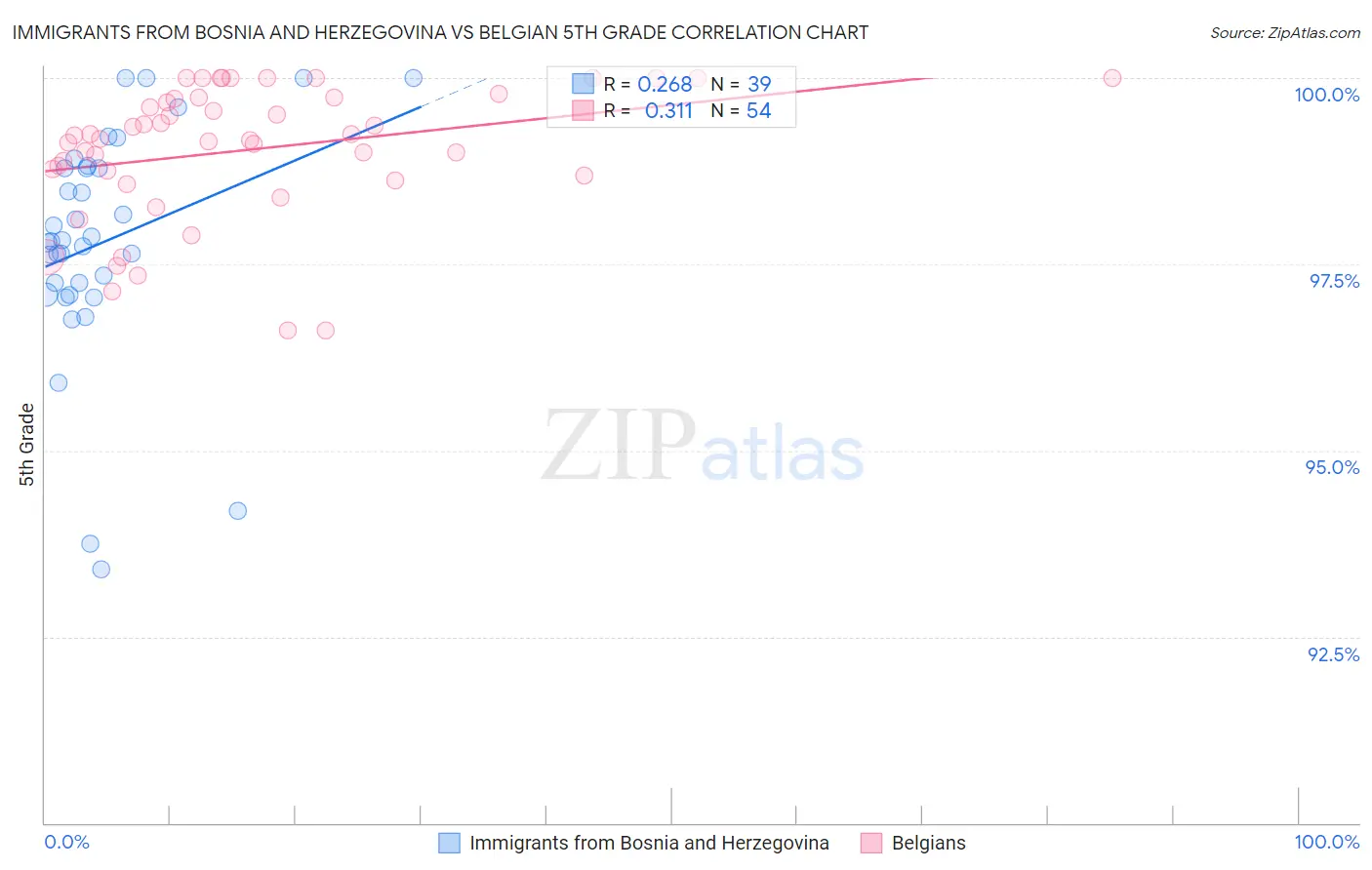 Immigrants from Bosnia and Herzegovina vs Belgian 5th Grade