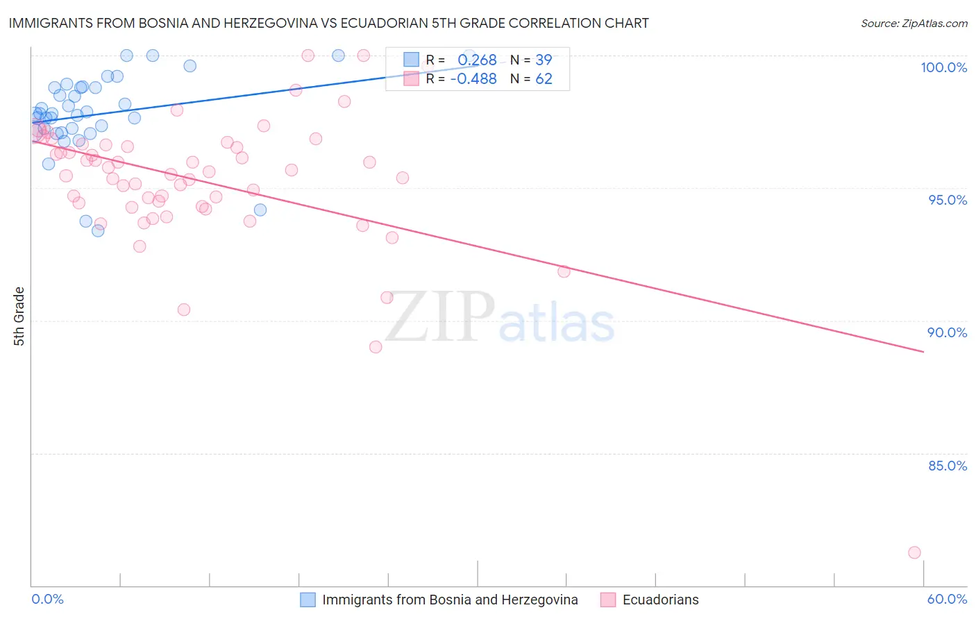 Immigrants from Bosnia and Herzegovina vs Ecuadorian 5th Grade