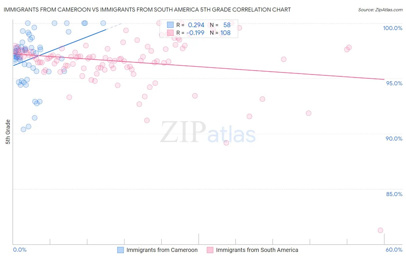 Immigrants from Cameroon vs Immigrants from South America 5th Grade