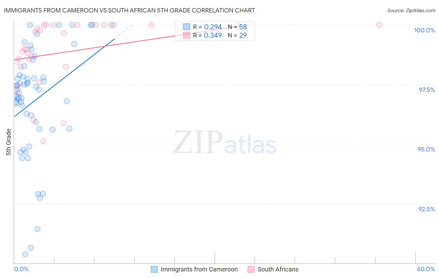 Immigrants from Cameroon vs South African 5th Grade