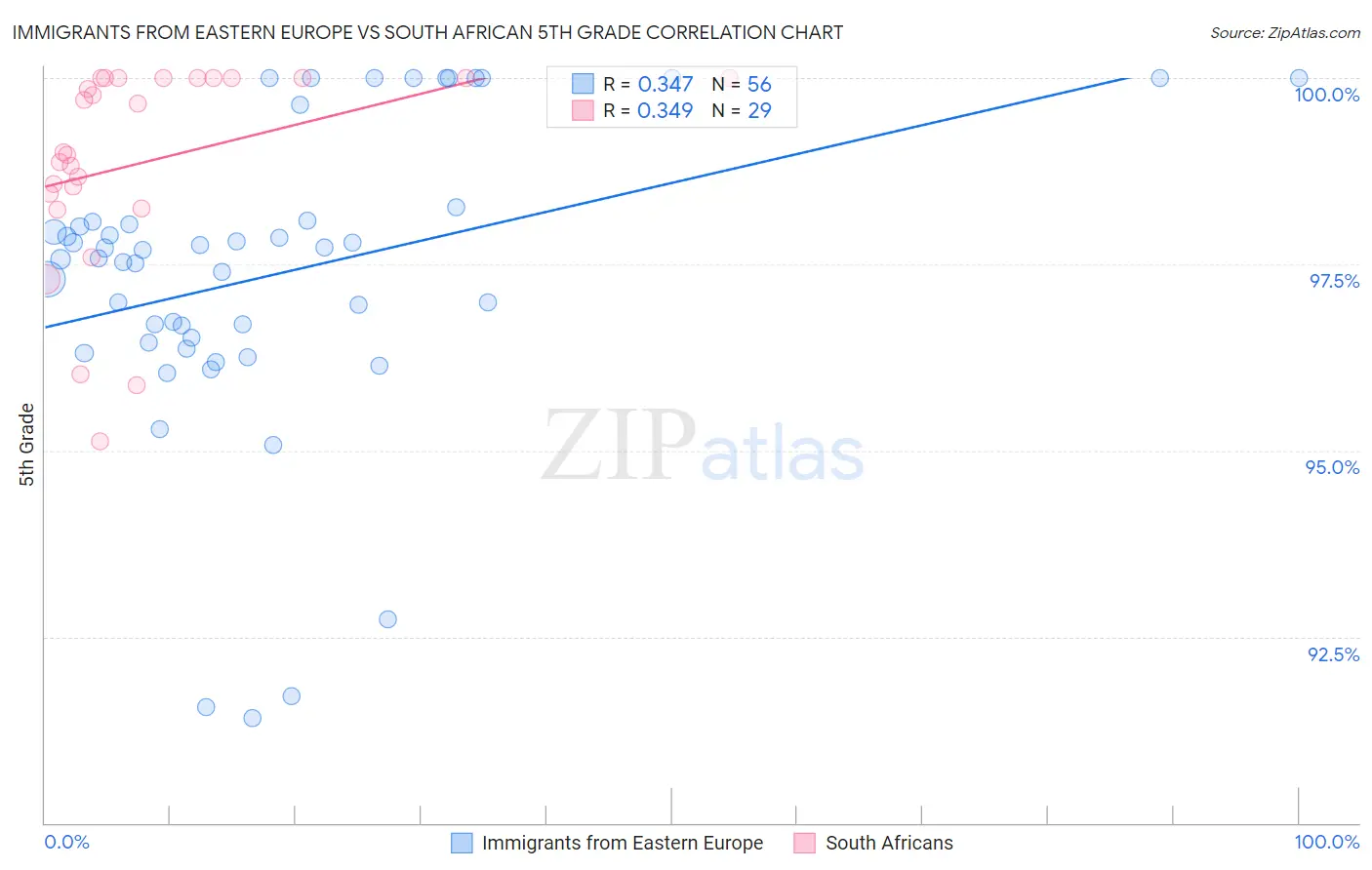 Immigrants from Eastern Europe vs South African 5th Grade