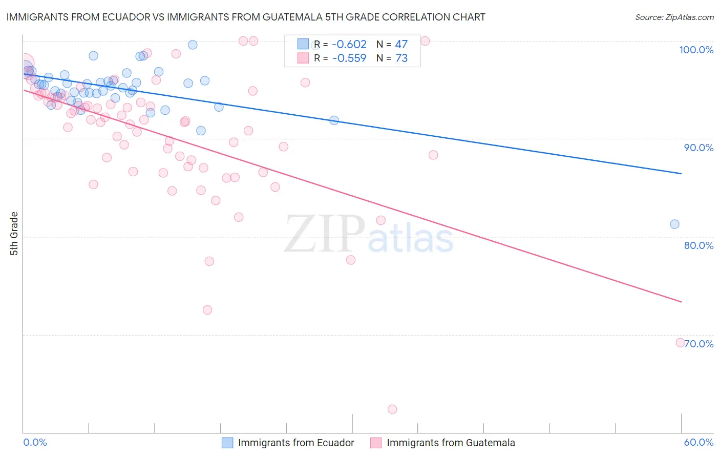 Immigrants from Ecuador vs Immigrants from Guatemala 5th Grade